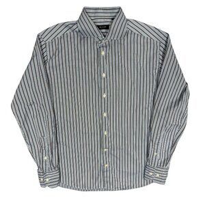 Sand Leisure Striped Dress Shirt Button Up Textured Cotton Large